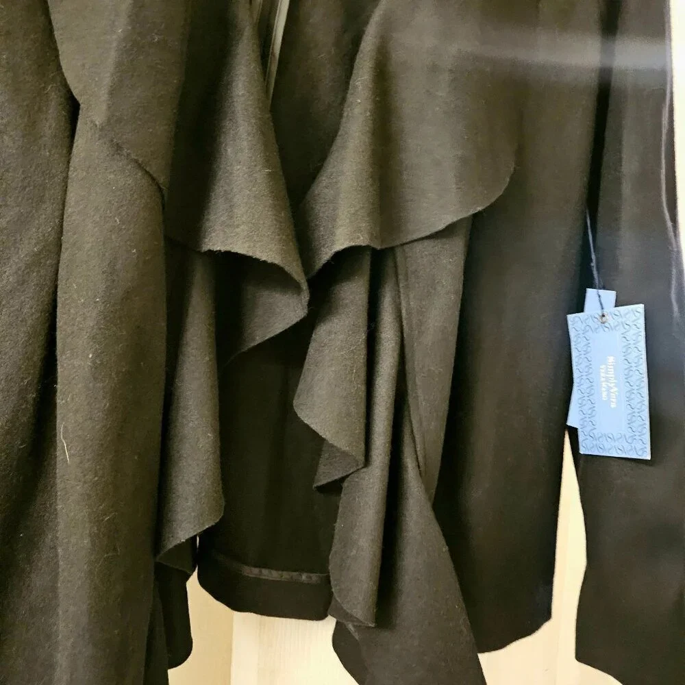 Simply Vera black wool blend Whimsygoth waterfall front Cardigan jacket XL NWT